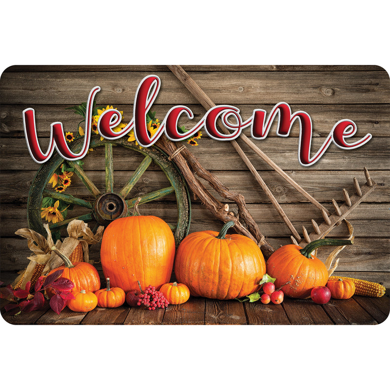 The Original Fun Mat™, Welcome Mat, 15.5" x 23.5", Harvest Wheel Rake Welcome