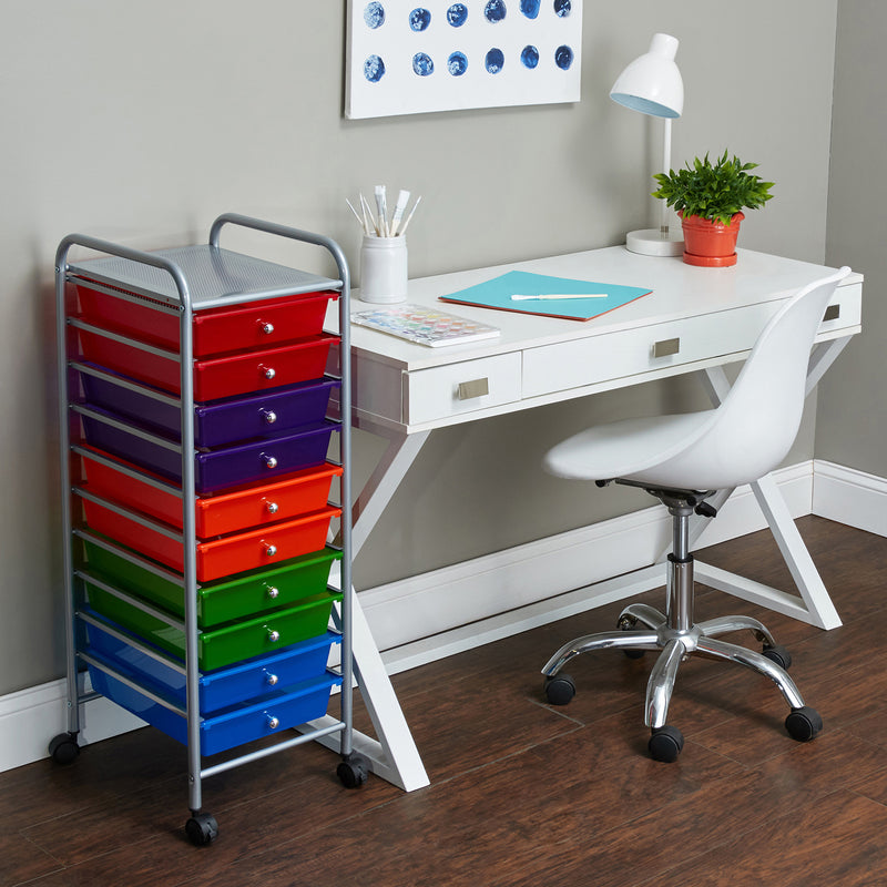 10-Drawer Rolling Cart, Multicolor