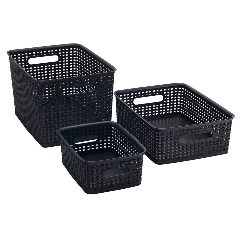 Plastic Weave Bin, Small, Black