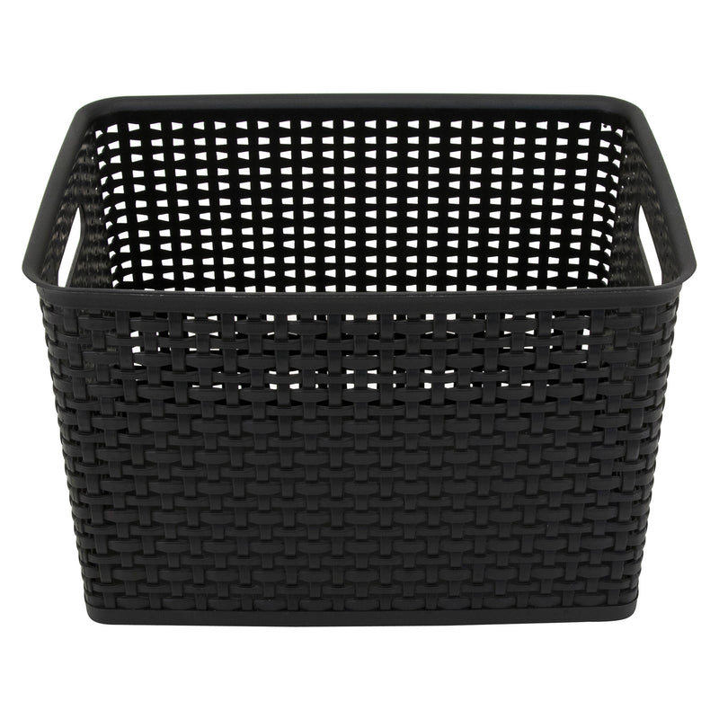 Plastic Weave Bin, Large, Black