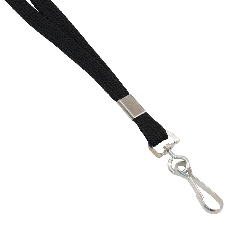 Deluxe Lanyard with J-Hook, Black, Box of 100