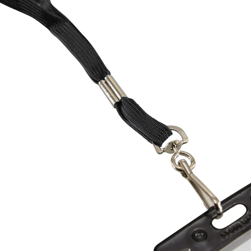 Flat Lanyard with J Hook, Black, Pack of 100