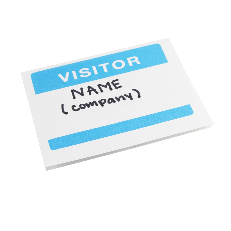 Visitor Adhesive Badges, Blue, 100 Per Pack, 3 Packs