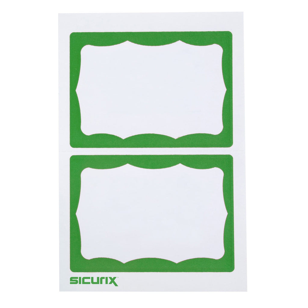 Adhesive Badge Green Border 100/pk