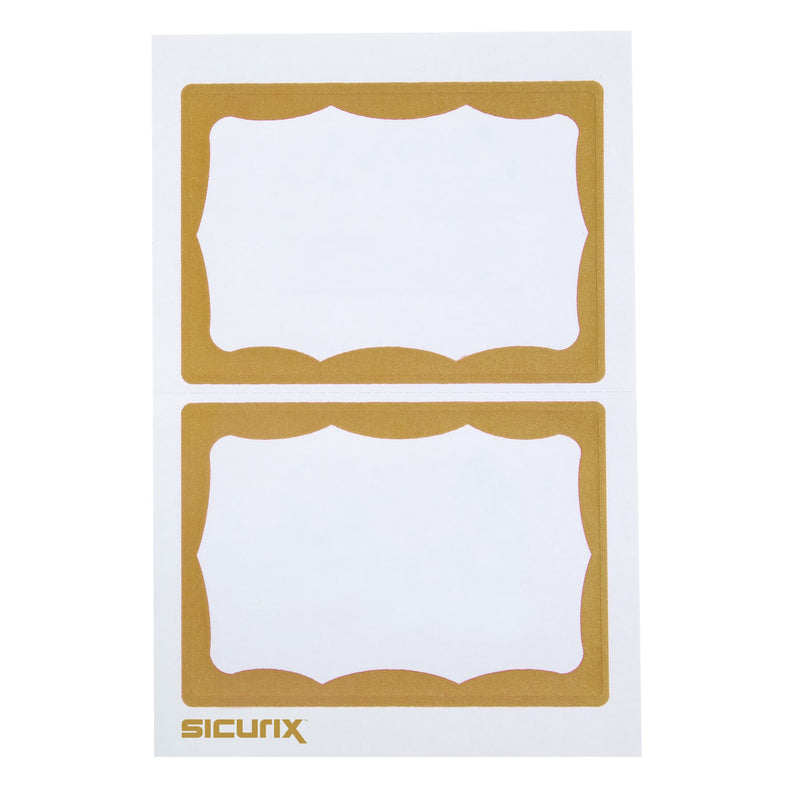 Adhesive Badges, Gold Border, 100 Per Pack, 6 Packs