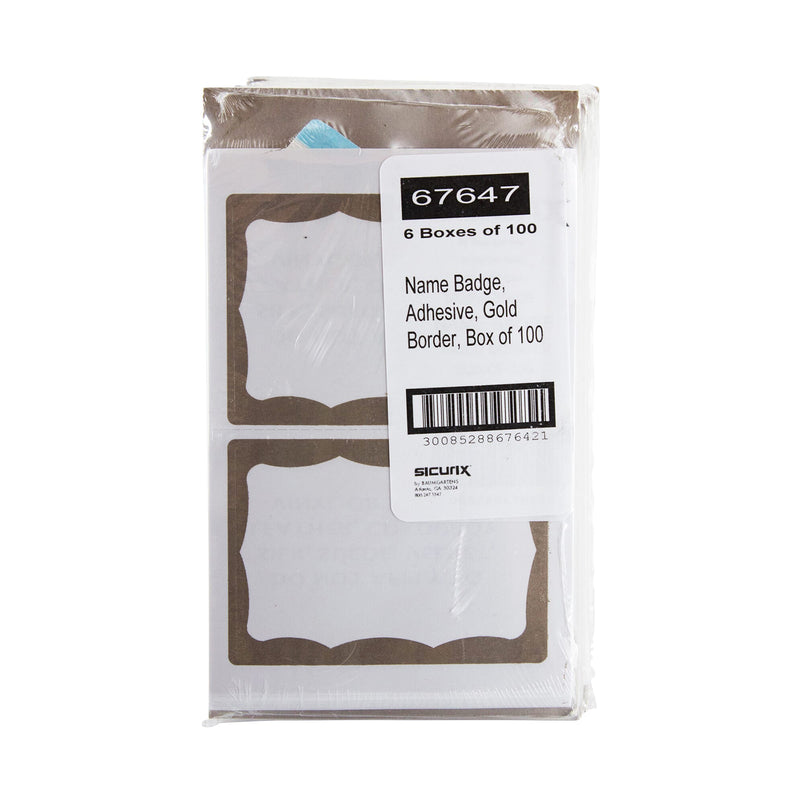 Adhesive Badge Gold Border 100/pk