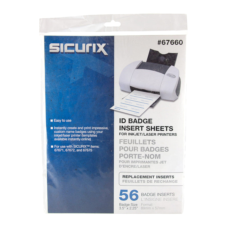 Id Badge Insert Sheets 56/pk White 3.5in X 2.25in