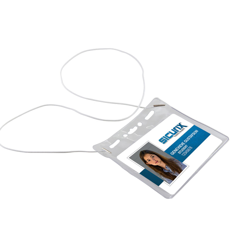 Convention Size Badge Holders with Cord, Horizontal, Pack of 25