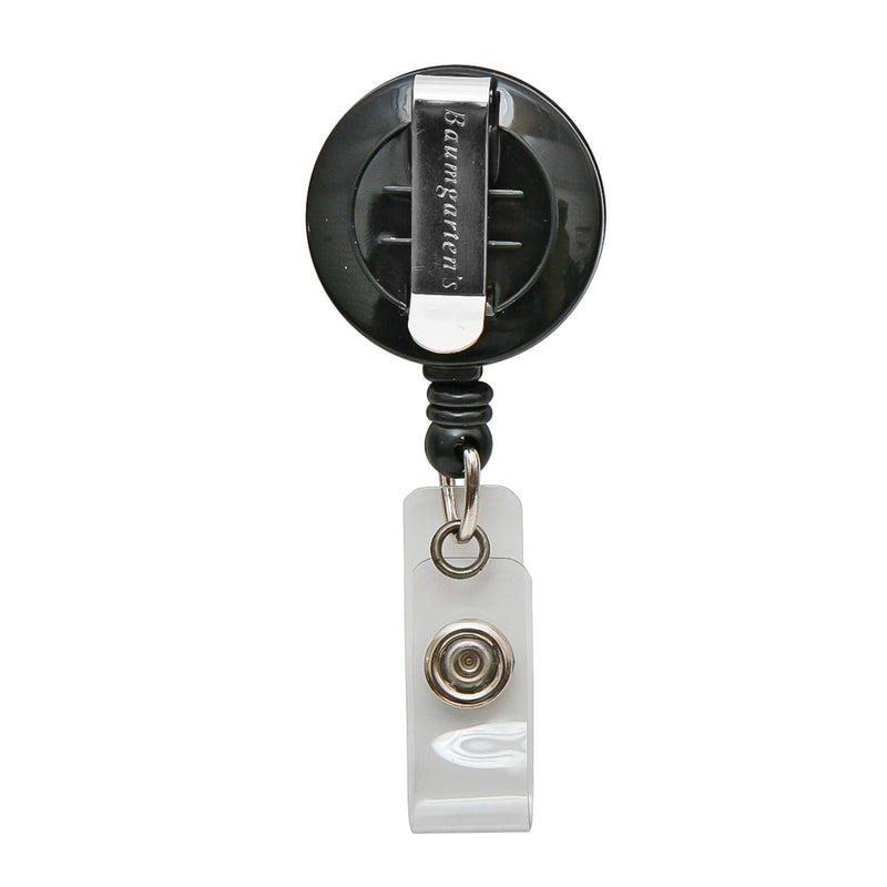 Standard ID Badge Reels, Round Belt Clip Strap, Black, Pack of 25