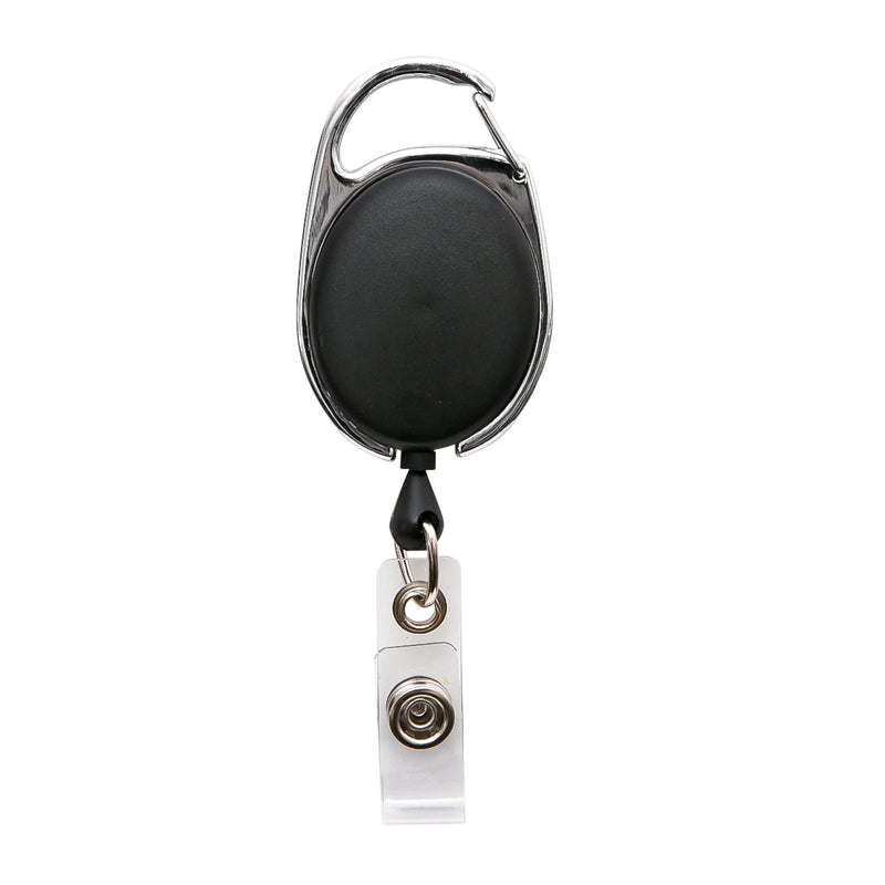 Quick Clip Oval ID Badge Reel, Black, Pack of 6