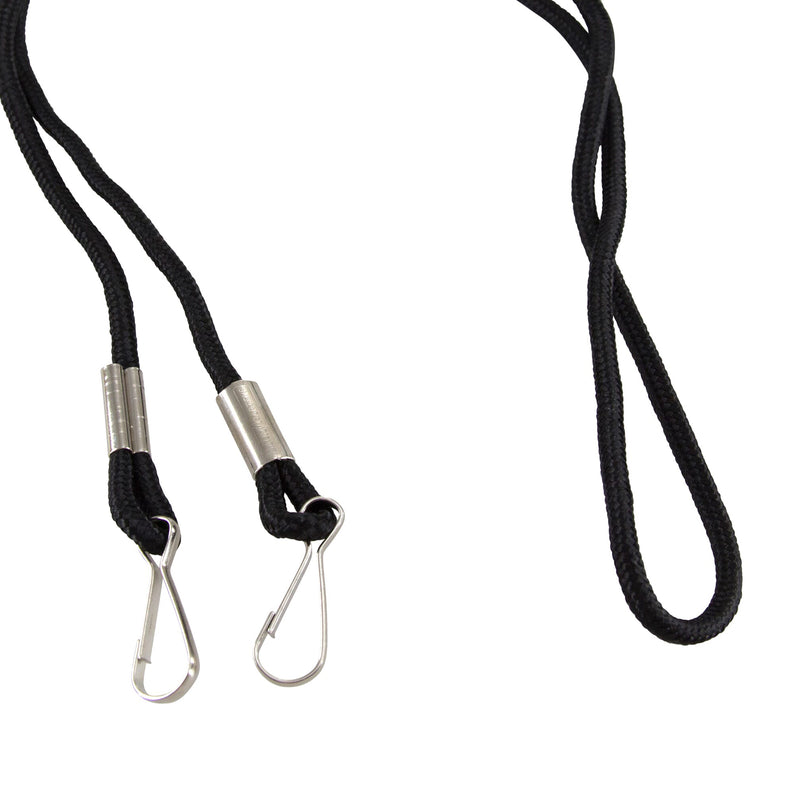 Lanyard, Rope Style, 2 J Hooks, Black, Pack of 24