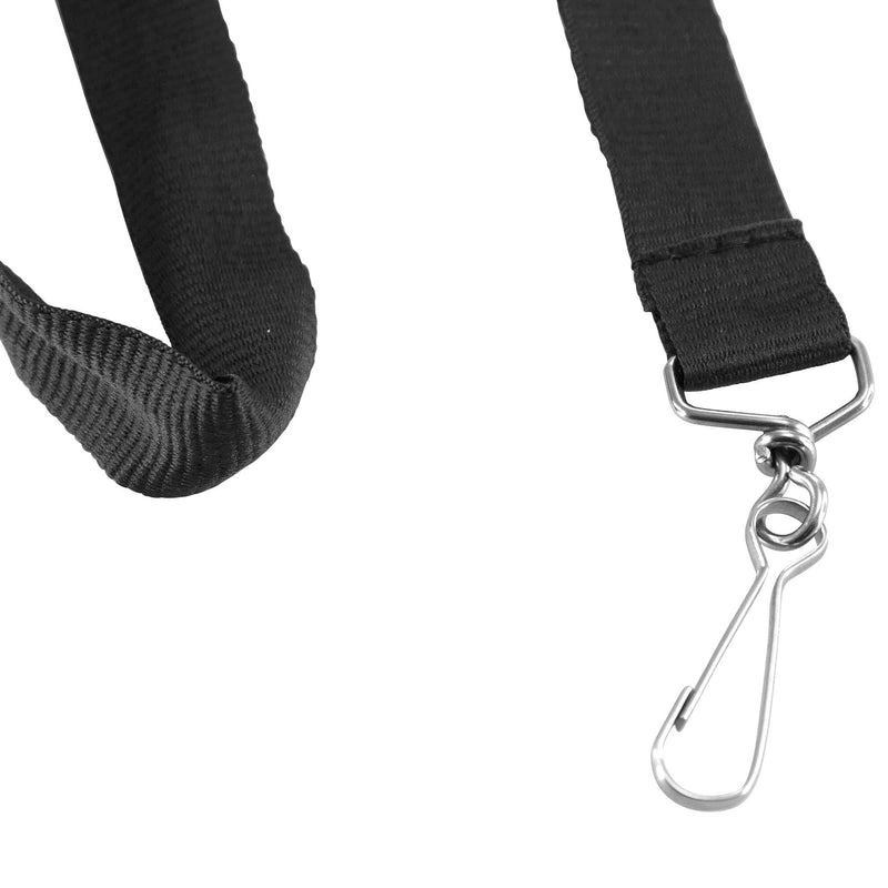 Recycled PET Lanyard, Flat Style, J Hook, Black, Pack of 12