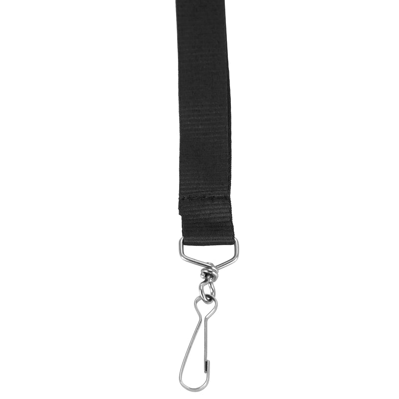 Recycled PET Lanyard, Flat Style, J Hook, Black, Pack of 12