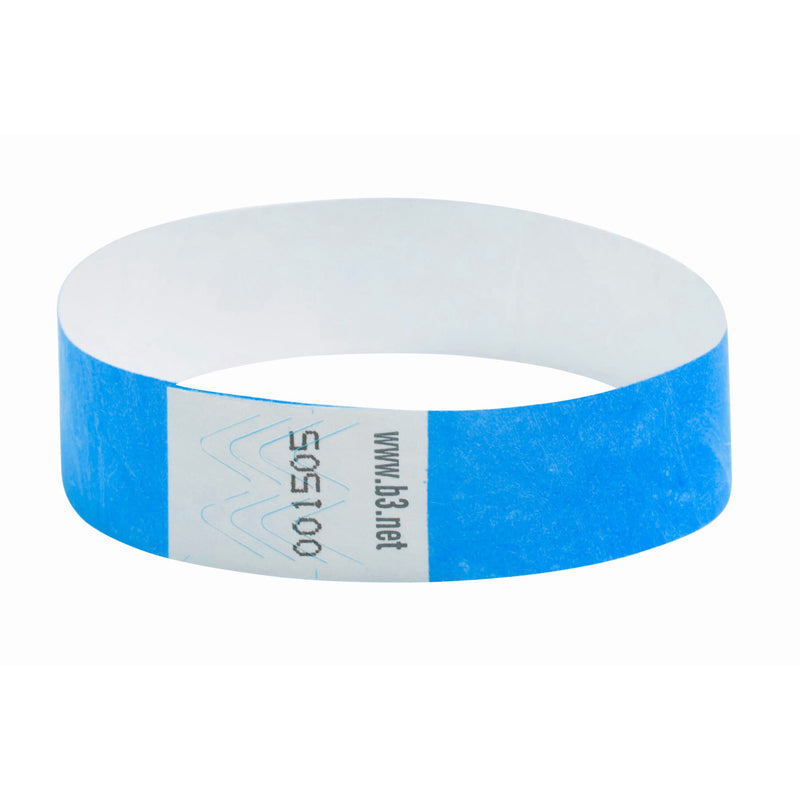 Sequentially Numbered Security Wristbands, 3/4", Blue, Pack of 100