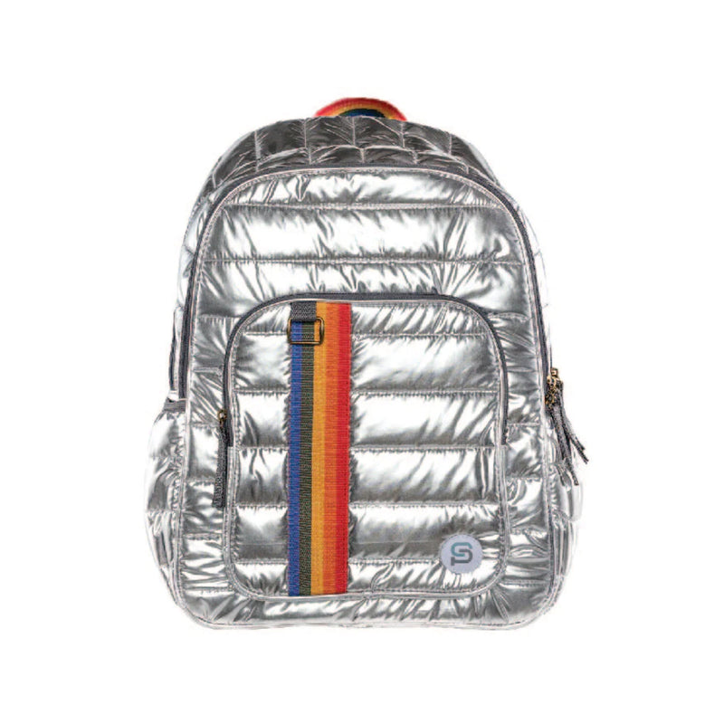 RALEIGH Puff Backpack, 18", Silver Rainbow