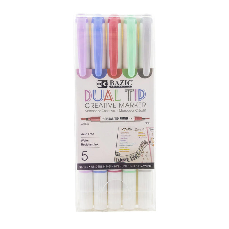 Dual-Tip Creative Markers, 5 Per Pack, 6 Packs