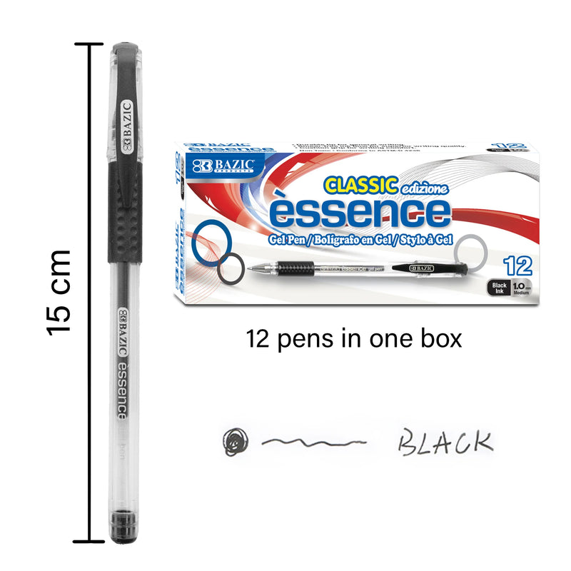 Essence Gel Pen with Cushion Grip, Black, 12 Per Box, 6 Boxes