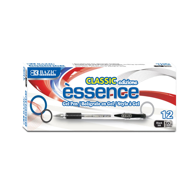 Essence Gel Pen with Cushion Grip, Black, 12 Per Box, 6 Boxes