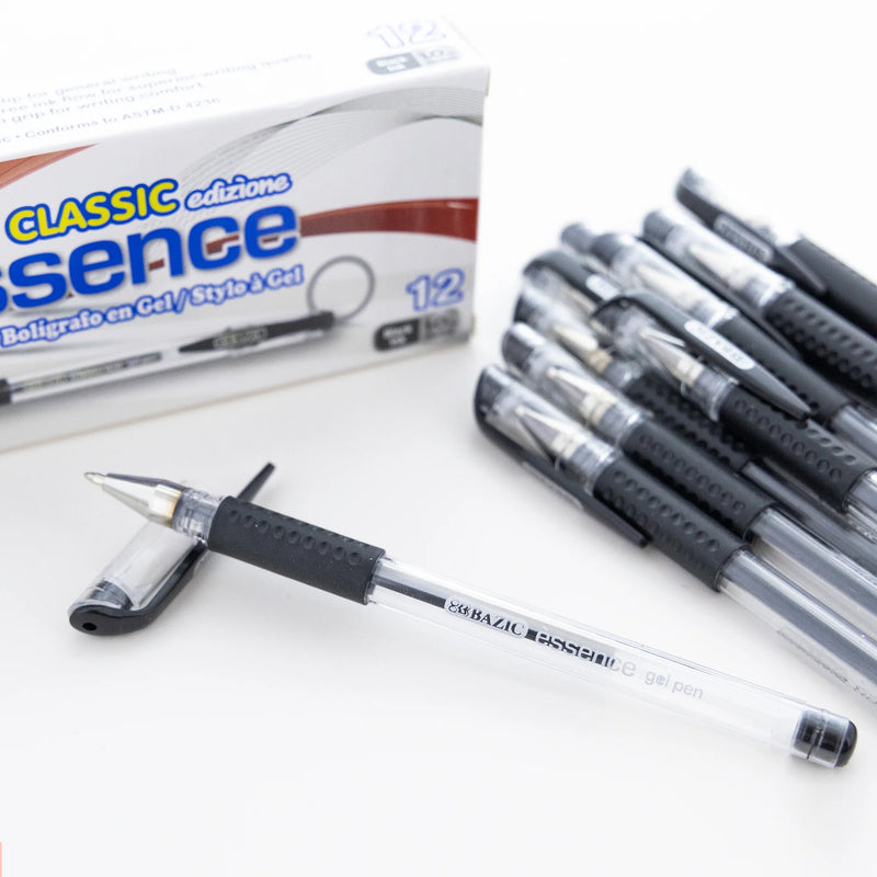 12ct Essence Black Gel Pen W/ Cushion Grip