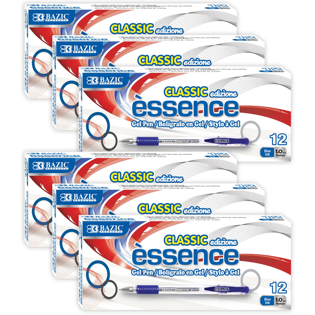 Essence Gel Pen with Cushion Grip, Blue, 12 Per Box, 6 Boxes