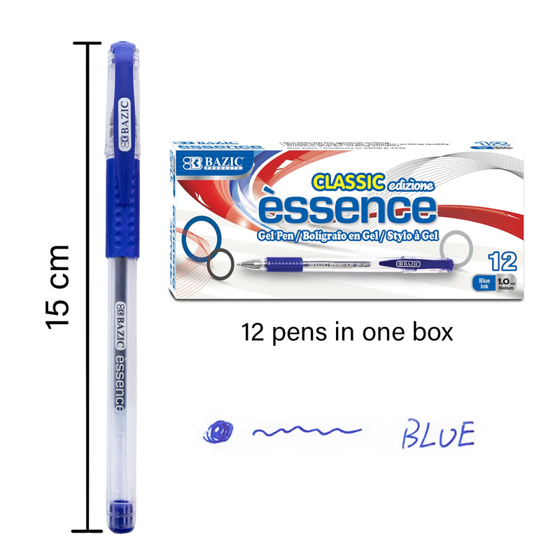 Essence Gel Pen with Cushion Grip, Blue, 12 Per Box, 6 Boxes