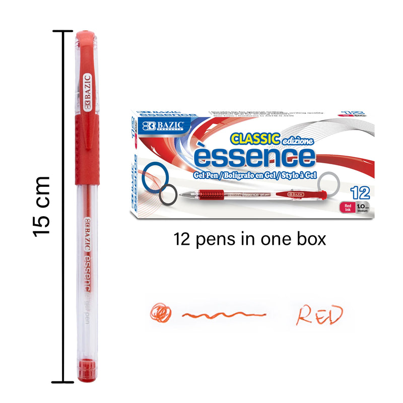 Essence Gel Pen with Cushion Grip, Red, 12 Per Box, 6 Boxes