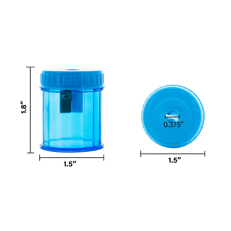 Single Hole Sharpener with Round Receptacle, Assorted Colors, Pack of 24