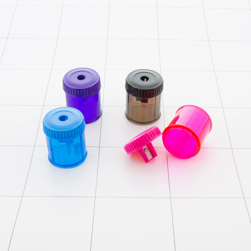 Single Hole Sharpener with Round Receptacle, Assorted Colors, Pack of 24