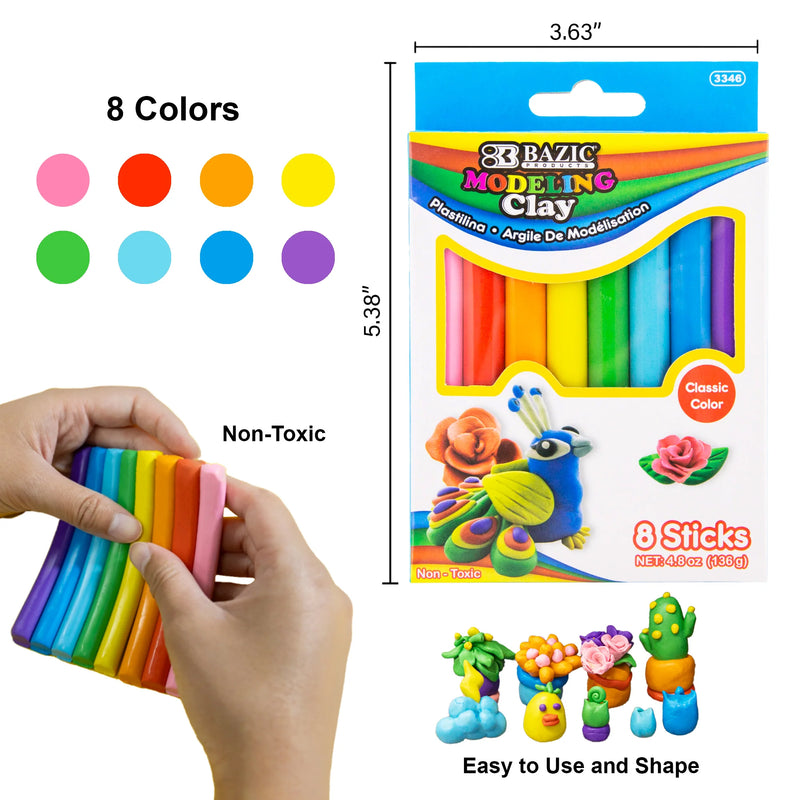Modeling Clay Sticks, 8 Primary Colors, 4.8 oz (136g) Per Pack, 24 Packs
