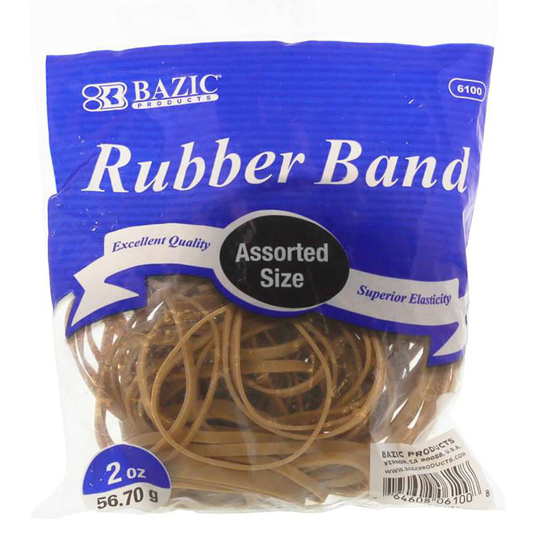 Rubber Bands, Assorted Sizes, 2oz./56.70g Per Pack, 6 Packs