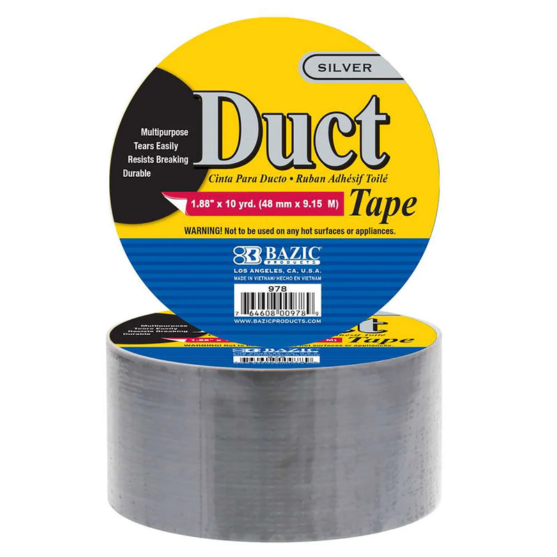 Silver Duct Tape, 1.88in x 10yd, Pack of 12