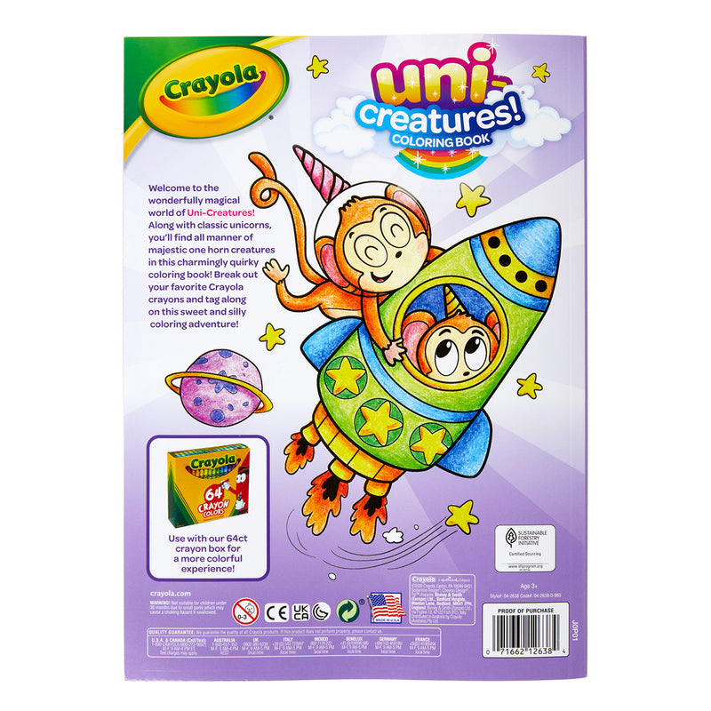 Coloring Book, Uni-Creatures, 96 Pages, Pack of 8