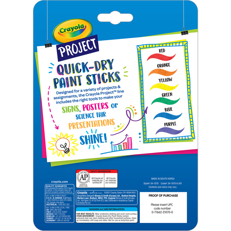 Project™ Quick-Dry Paint Sticks, 6 Per Pack, 6 Packs