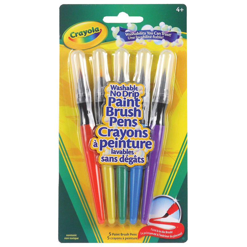 Washable No Drip Paint Brush Pens, 5 Per Pack, 6 Packs