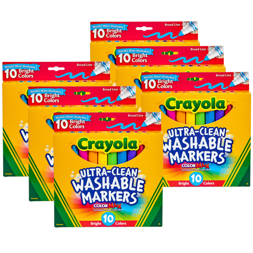 Ultra-Clean Washable Bright, Broad Line, Color Max Markers, 10 Per Pack, 6 Packs