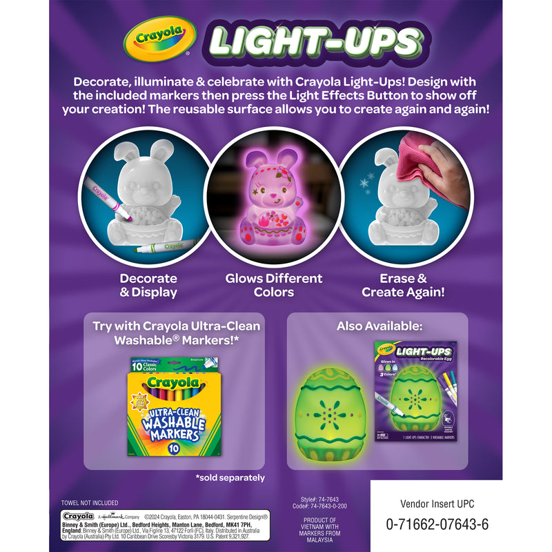 Light-Ups Recolorable Bunny with Markers, Pack of 2