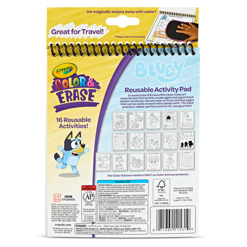 Color & Erase Reusable Activity Pad, Bluey, Pack of 3