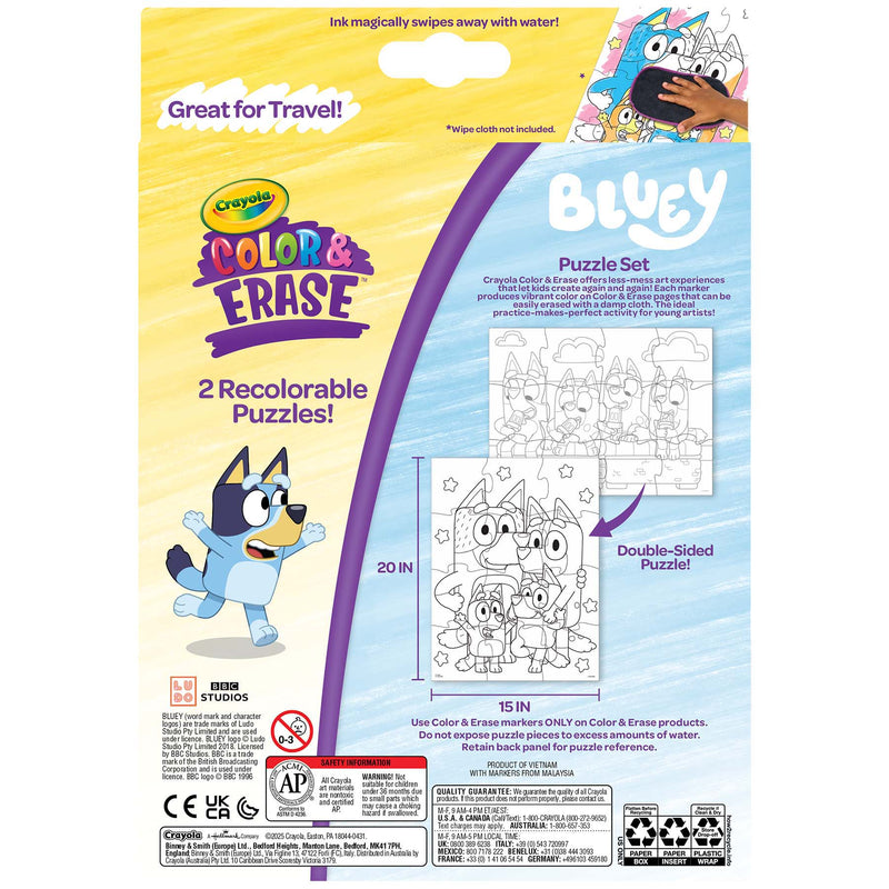 Color & Erase Reusable Puzzle Set, Bluey, Pack of 2