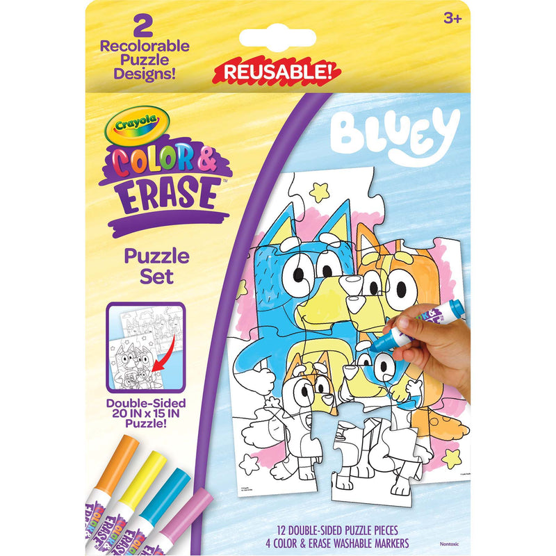 Color & Erase Reusable Puzzle Set, Bluey, Pack of 2