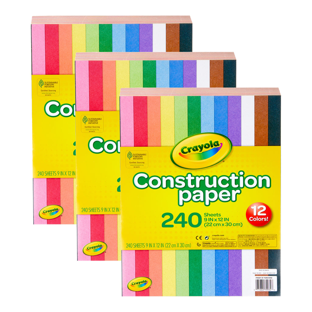 Construction Paper, 240 Sheets Per Pack, 3 Packs