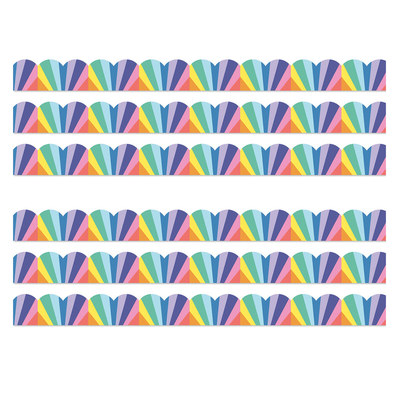 We Stick Together Rainbow Burst Scalloped Bulletin Board Borders, 39 Feet Per Pack, 6 Packs