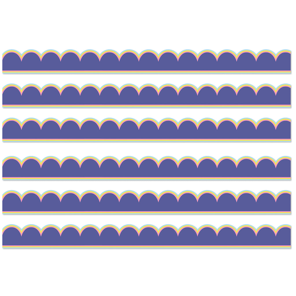 We Stick Together Pop of Purple Scalloped Bulletin Board Borders, 39 Feet Per Pack, 6 Packs