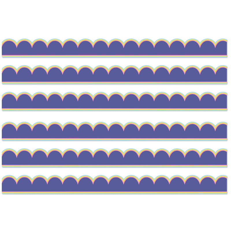 We Stick Together Pop of Purple Scalloped Bulletin Board Borders, 39 Feet Per Pack, 6 Packs