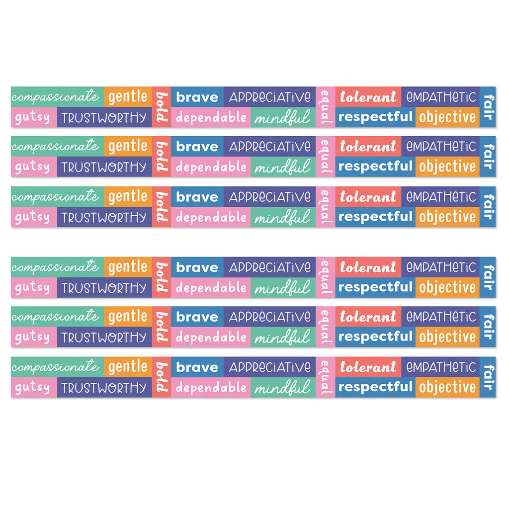 We Stick Together Positive Words Straight Bulletin Board Borders, 36 Feet Per Pack, 6 Packs