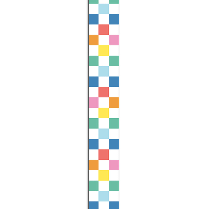 We Stick Together Checkered Rainbow Straight Bulletin Board Borders, 36 Feet Per Pack, 6 Packs