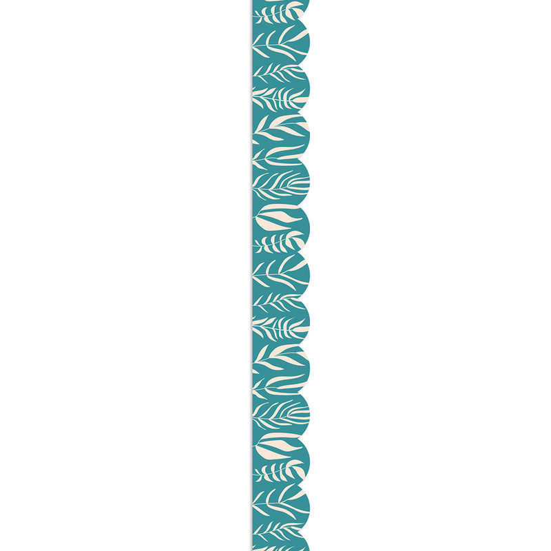 Teal With Leaves Scalloped Border True To You