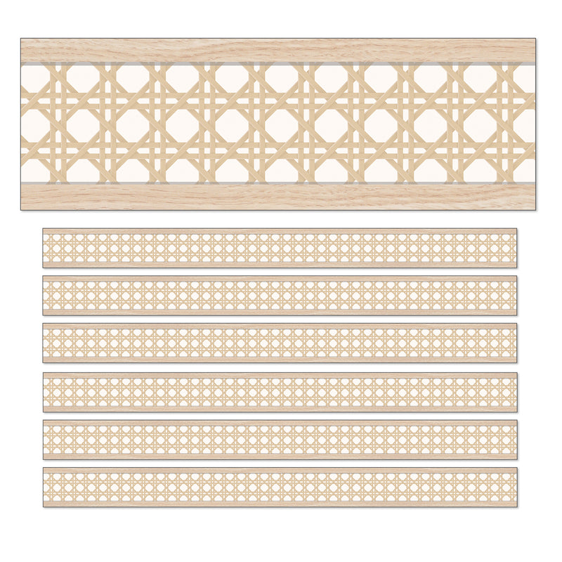 True to You Woven Cane Straight Bulletin Board Borders, 36 Feet Per Pack, 6 Packs