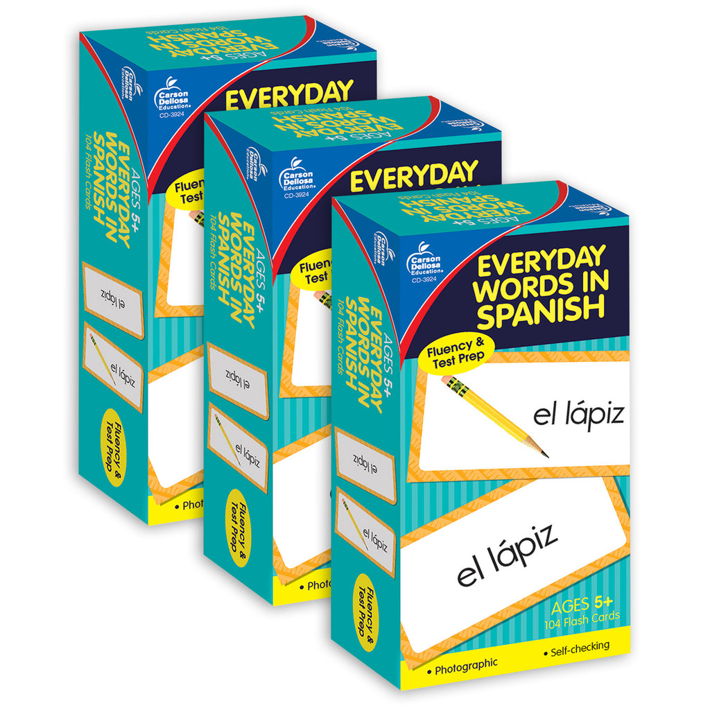 (3 Pk) Flashcards Everyday Spanish Words