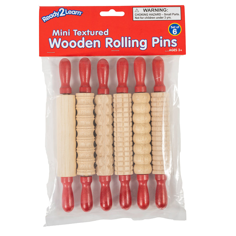 Mini Textured Wood Rolling Pins 6/st