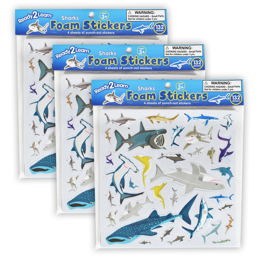 (3 Pk) Foam Stickers Sharks